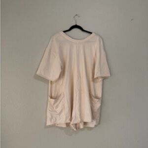 Cream Short Sleeve Top with Pockets